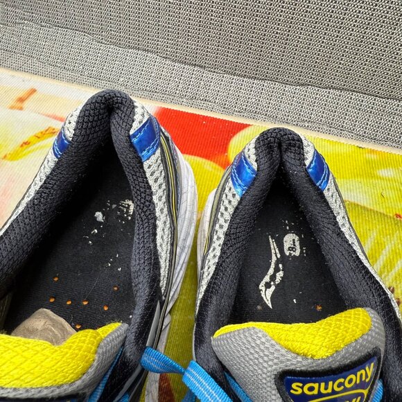 Saucony Omni 12 Mens Running Shoes Size 9 Gray Blue Yellow Athletic Sneakers - Picture 6 of 9